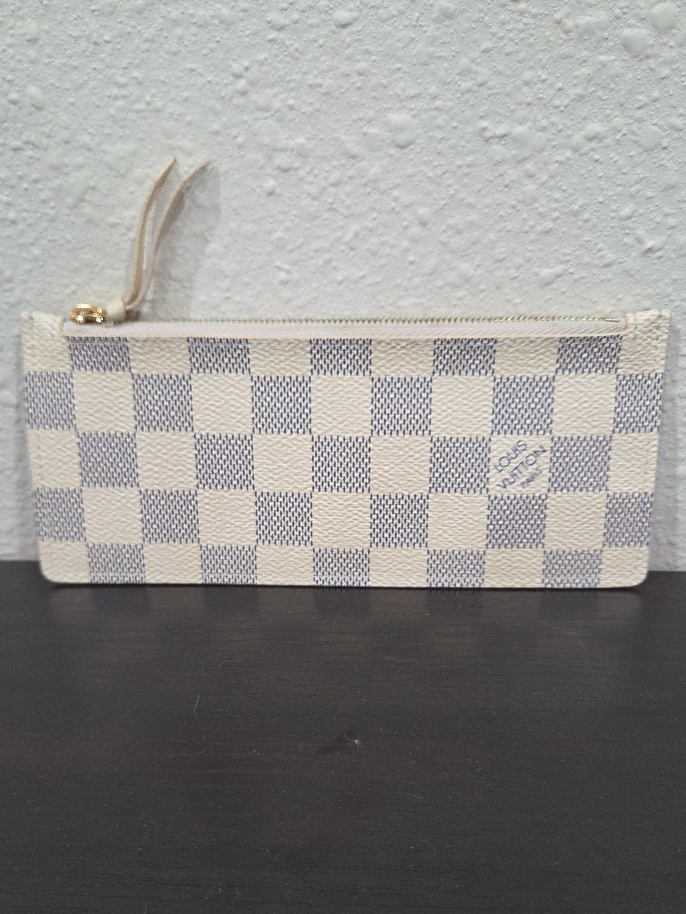 Louis Vuitton Damier Azur Slim Zip Pouch in Cream and Light Blue